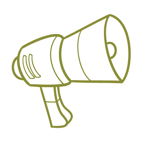 green megaphone line icon