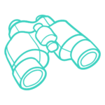 binoculars illustrated as a line drawing icon