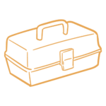 line illustration of a fishing tackle box